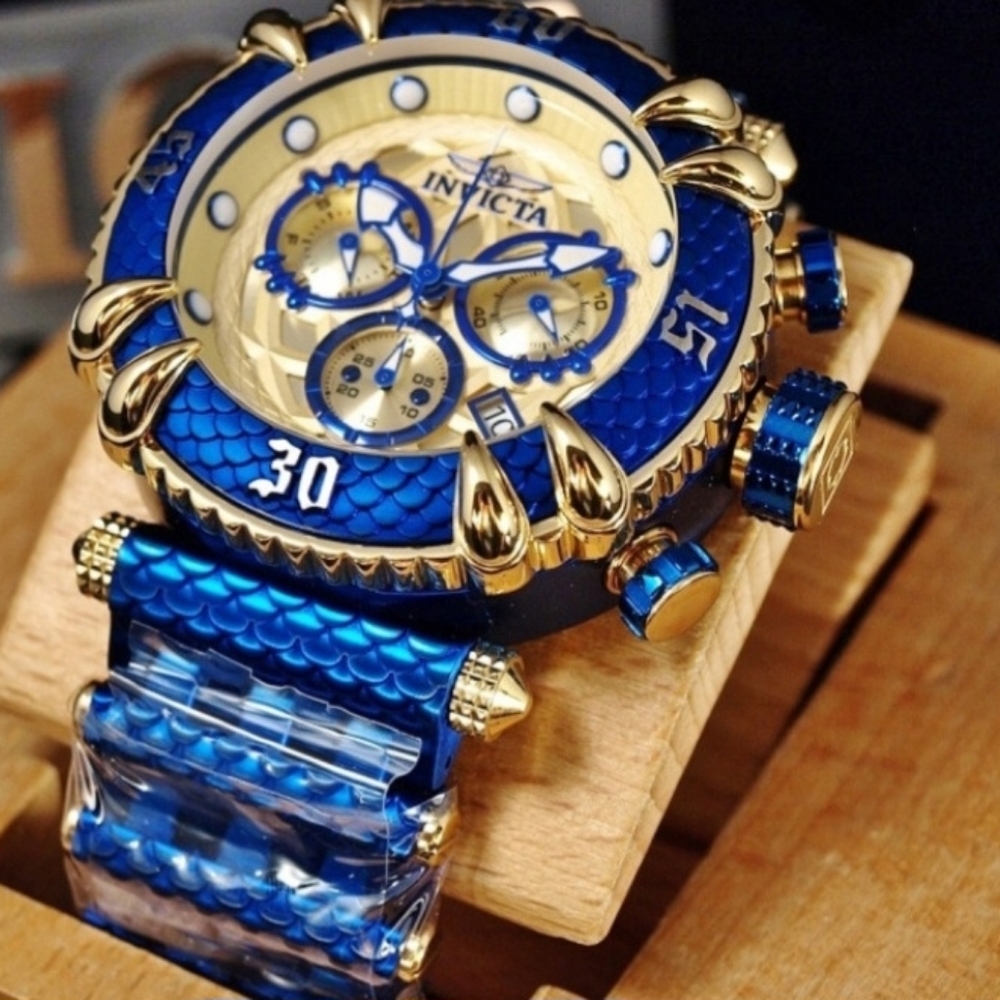 A VERY RARE BEAUTIFUL INVICTA SUBAQUA TALON 52MM BLUE AND GOLD